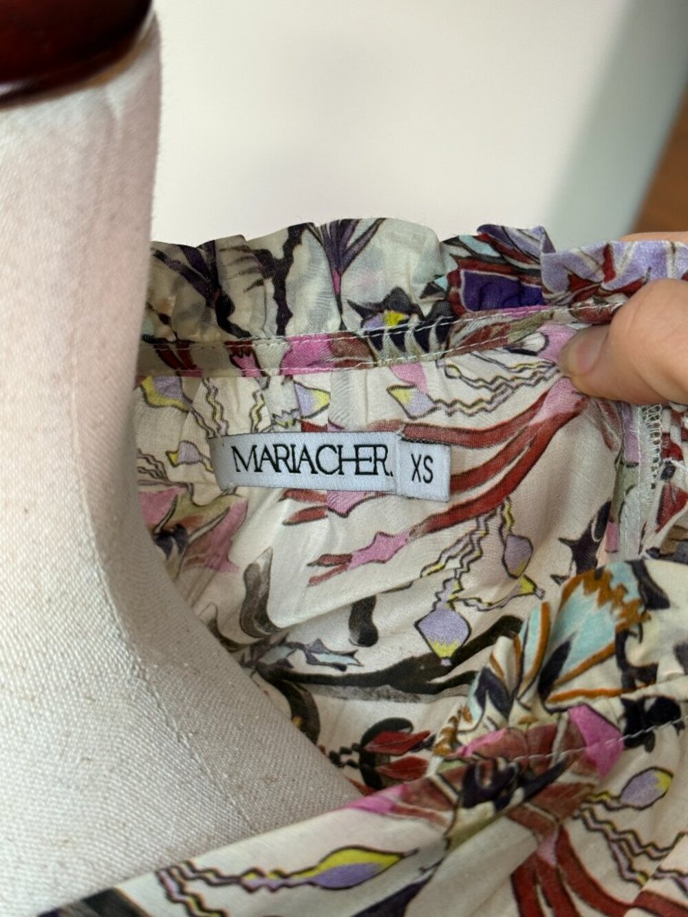 Maria Cher Cotton Silk Voile Floral Peasant Blouse XS Boho Luxe - Picture 7 of 10